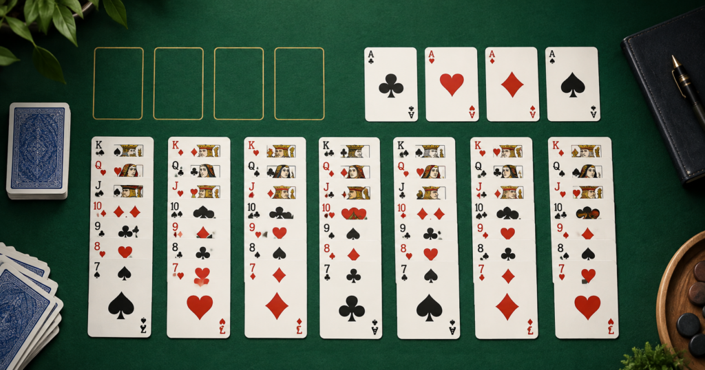 Freecell kabal: regler, strategi og tips